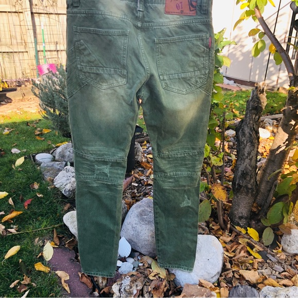 Distressed Green Biker Jeans Size 34 - Picture 5 of 8